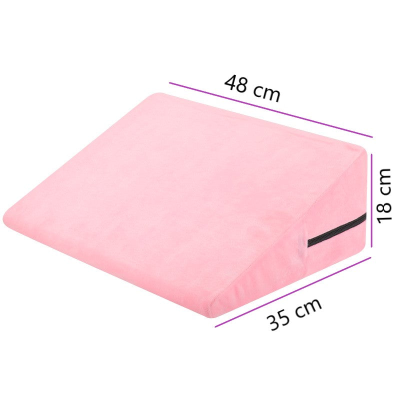 Zwart wedge kussen van De Paarse Keizerin voor intieme ondersteuning, vooraanzicht op witte achtergrond