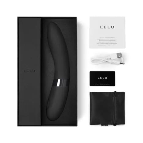 Lelo Elise 2 luxe verpakking met zwarte vibrator en bijbehorende accessoires
