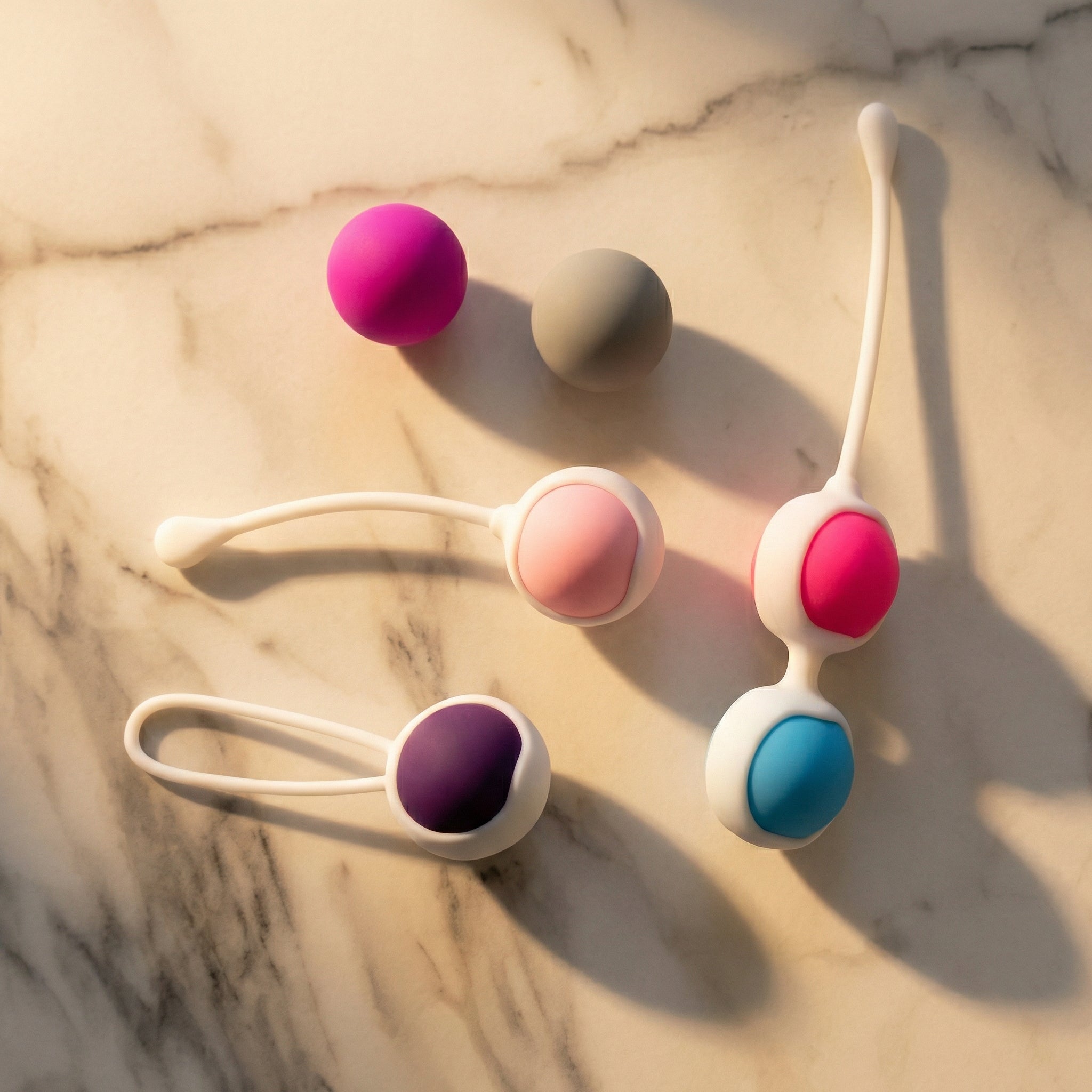 Elegante kegelset van De Paarse Keizerin met drie verschillende maten op witte achtergrond