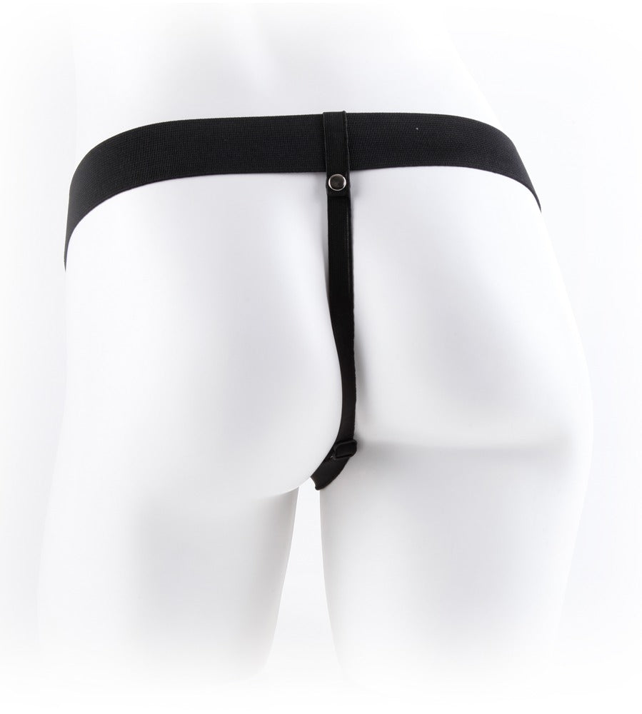Zwart verstelbaar harnas van holle strap-on M/L achterkant op mannequin