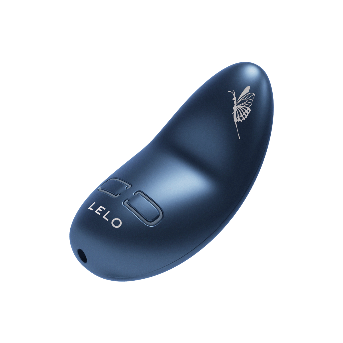 Lelo Nea 3 vibrator in donkerblauw, animatie van de trilstanden en het elegante gebogen ontwerp