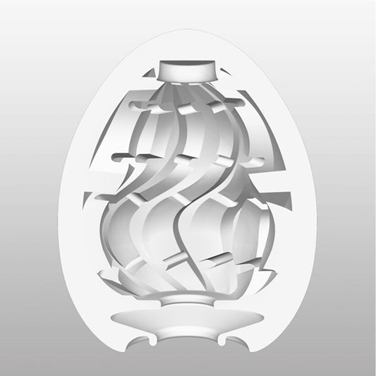 Close-up van Tenga Egg Twister textuurpatroon en flexibel materiaal detail
