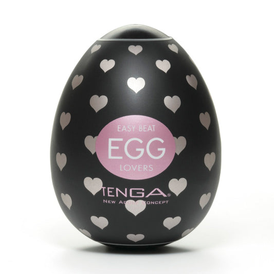 Tenga Easy Beat Egg Lover zwart met roze hartjes en roze label